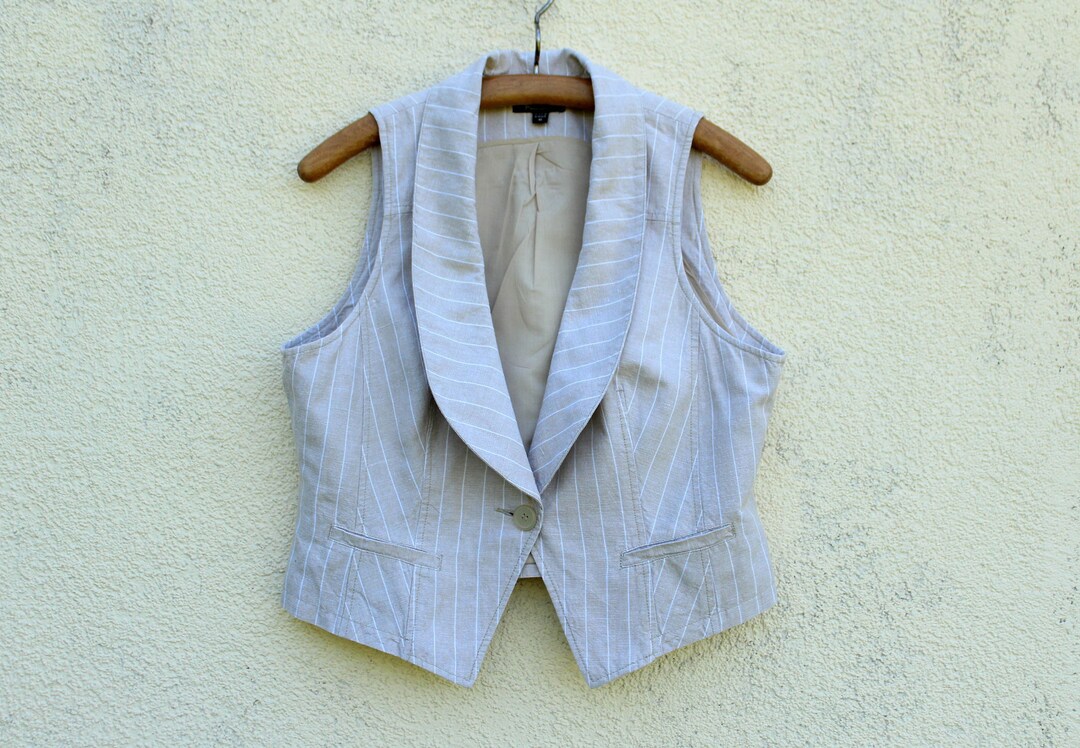 Beige Linen Vest