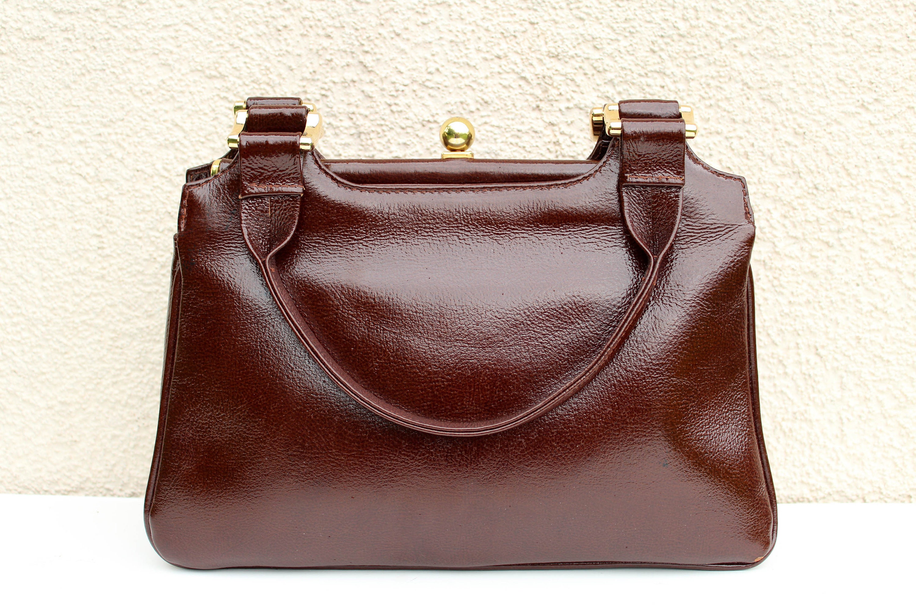 Vintage 80's Handbag Women's Brown Leather Handbag Etsy