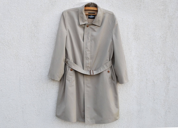 Vintage Gray Trench Coat Men's Belted Gentlemen's