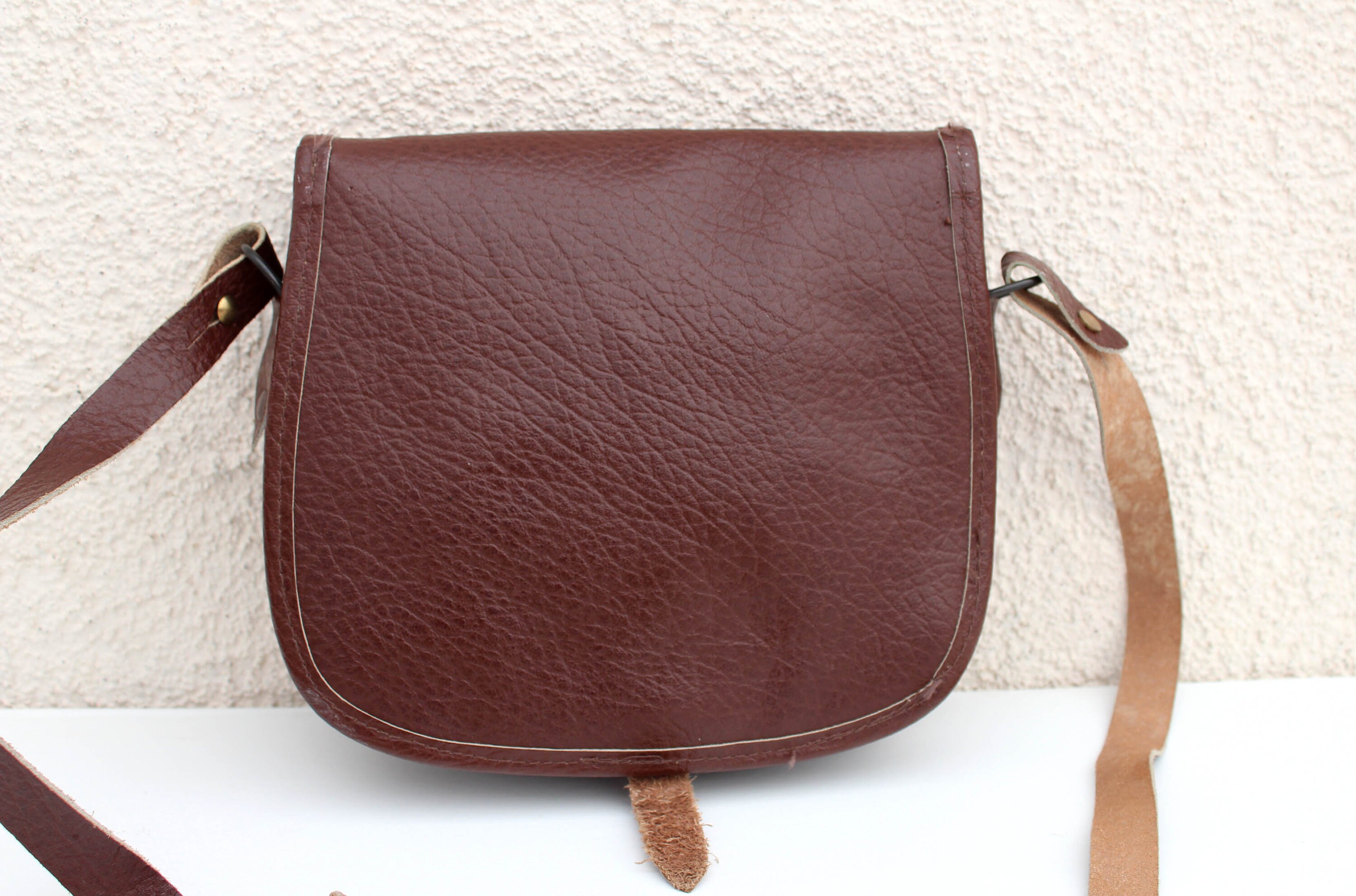 Vintage Brown Saddle Bag 70's Leather Brown Saddle Bag Etsy
