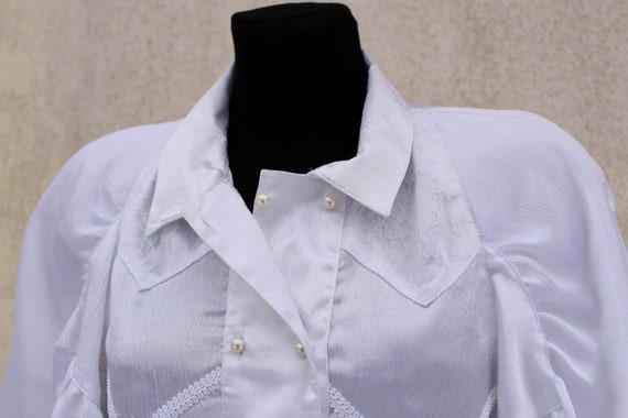 Vintage Victorian Edwardian Style Blouse / White … - image 5