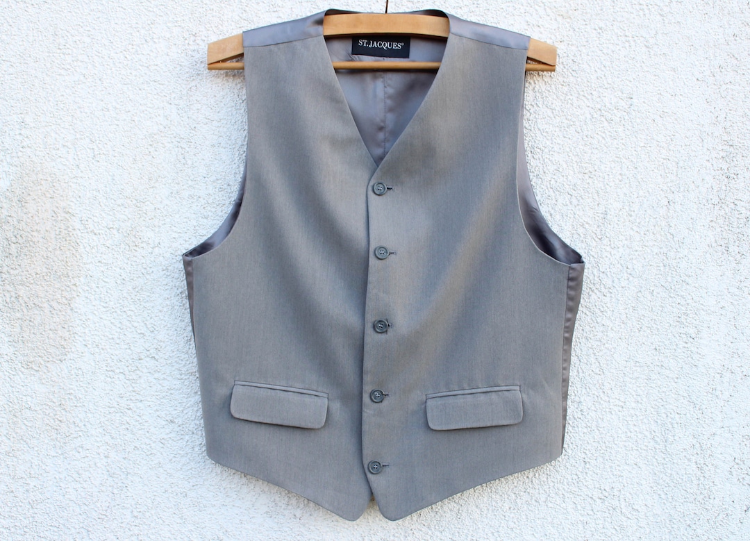 Vintage Gray Waistcoat Men's / Gray Vest Men's / Formal Fitted
