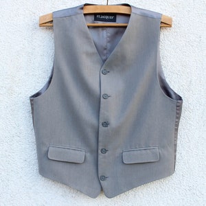 Vintage grijs herenvest / grijs herenvest / formeel getailleerd herenvest