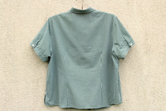 Vintage green Plaid Dirndl Blouse women's / green… - image 7