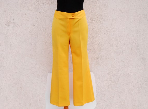 Vintage Yellow Pants Womens Diolen Loft Pants Crimplene Summer | Etsy