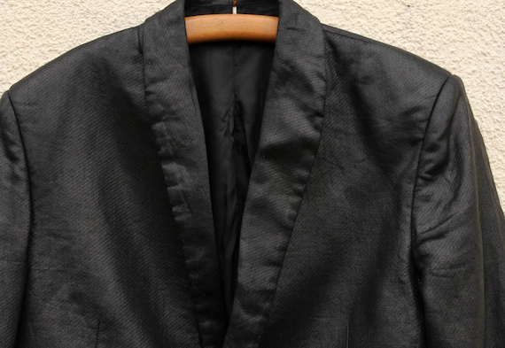 Vintage black Tuxedo Blazer men's / linen formal … - image 2