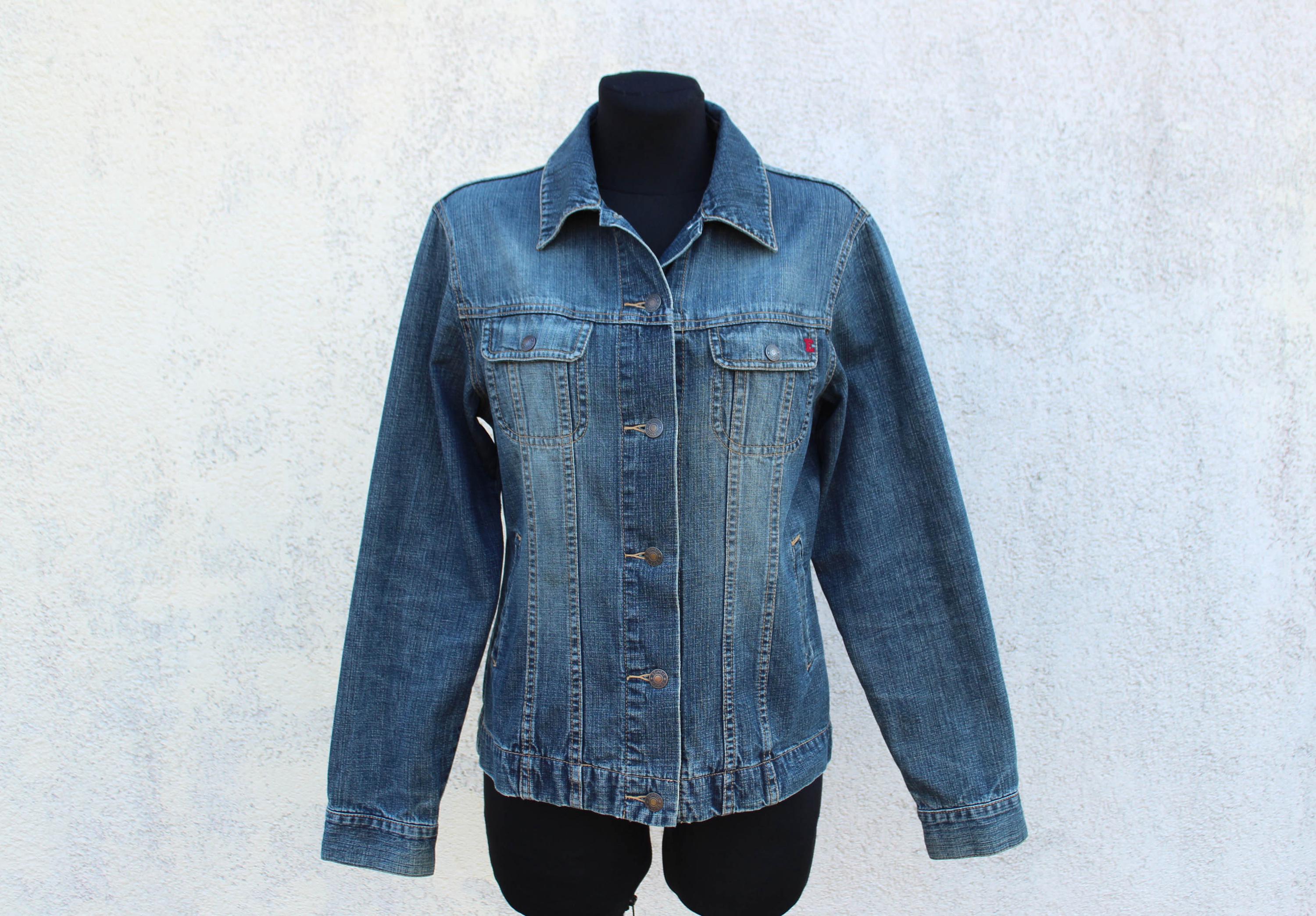 Vintage ESPRIT Denim Jacket: Blue Cotton Festival Jean Jacket