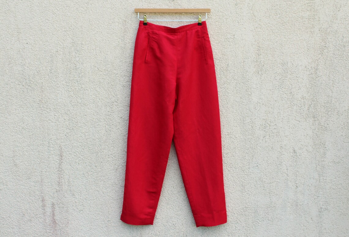 red linen pants