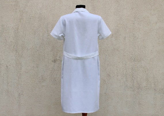 Vintage white Nurse Dress / 70s 80s Doctor Robe /… - image 7