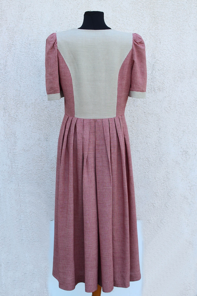 Vintage Dirndl Dress Women/'s Alpen Style Purple Plaid German Austrian Bavarian Folk National Costume Sound of Music Oktoberfest Medium Size
