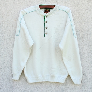 Vintage white Cotton Sweater men&#39;s / made in Sweden Sweater men&#39;s / white Scandinavian Sweater men&#39;s / Sweater men&#39;s