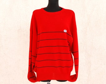 Vintage Scandinavian Sweater men's / Made in Sweden Sweater men's / Red Wool Sweater men's /  XL size Sweater men's