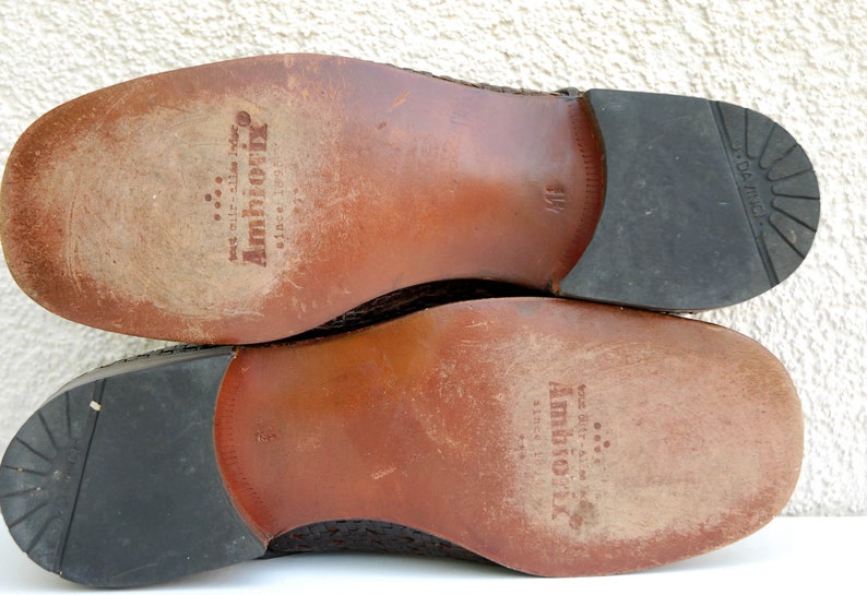 Vintage Brown Woven Leather Shoes Men/'s Woven Oxford Shoes Men/'s Leather Oxford Shoes Men/'s