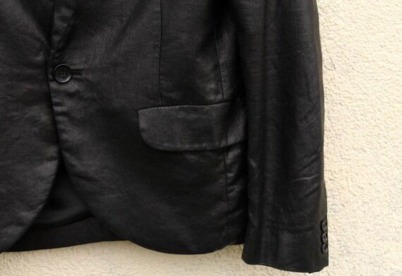 Vintage black Tuxedo Blazer men's / linen formal … - image 3