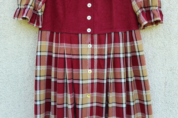 Vintage plaid Dirndl Dress women's / plaid Tracht… - image 3