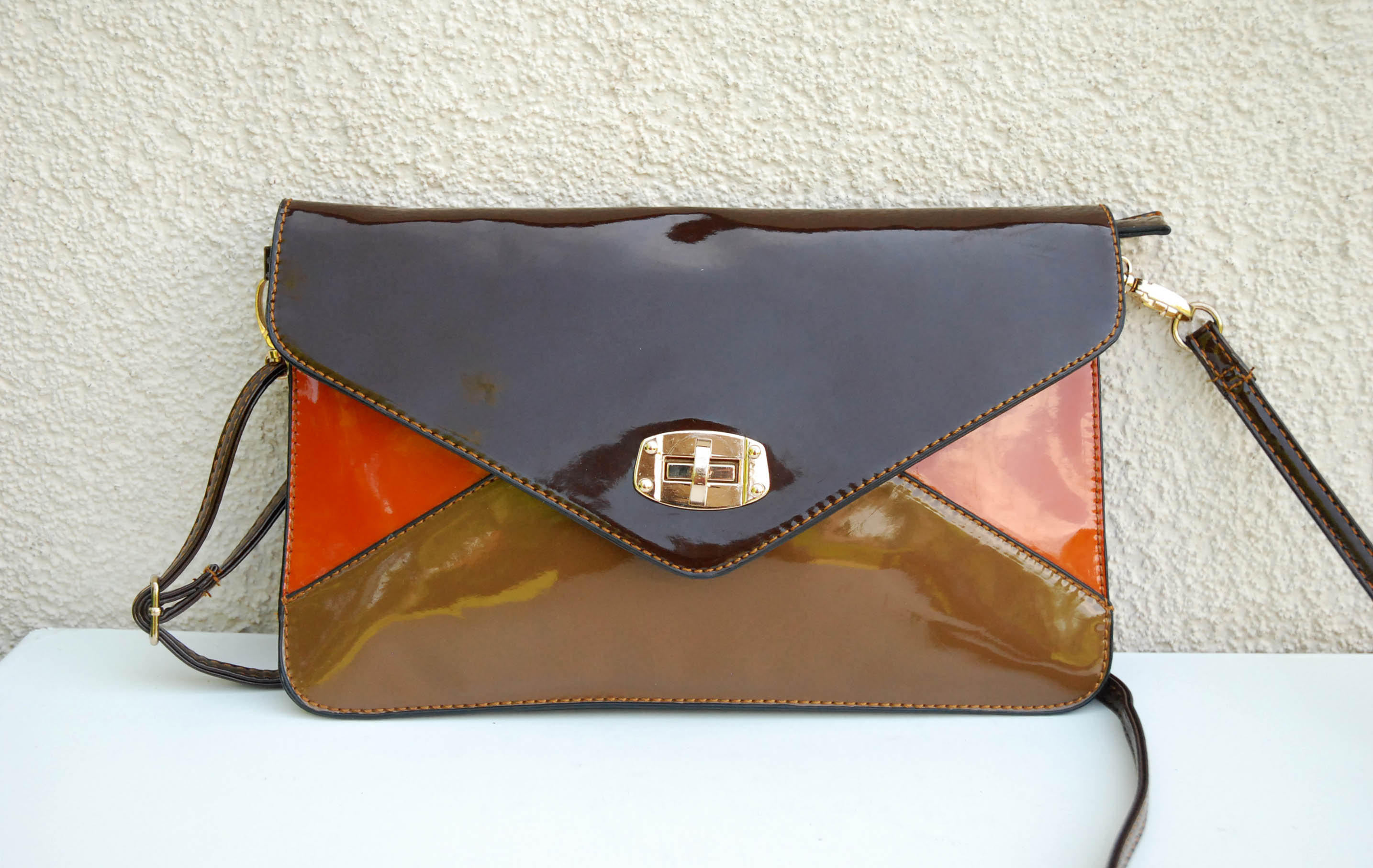 orange patent leather purse