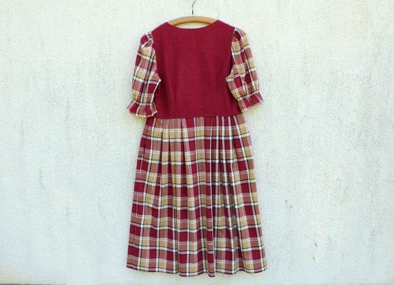 Vintage plaid Dirndl Dress women's / plaid Tracht… - image 7