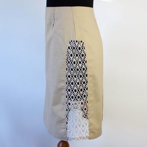 Jupe en dentelle de coton beige vintage pour femmes / Jupe en dentelle beige / Jupe taille haute beige