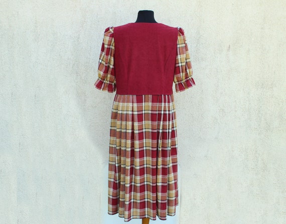 Vintage plaid Dirndl Dress women's / plaid Tracht… - image 6