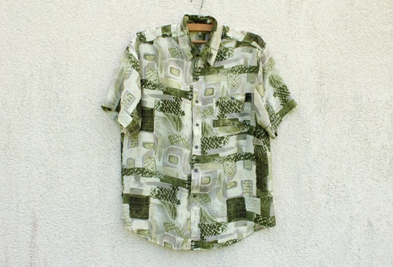 Vintage Green Silk Shirt Men's Green Silk Button D