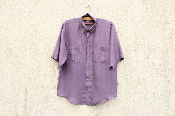 Vintage Purple Silk Shirt Men's Purple Silk Button