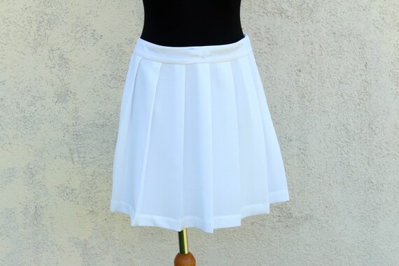 Vintage White Accordion Pleated Mini Skirt: 90s High Waisted