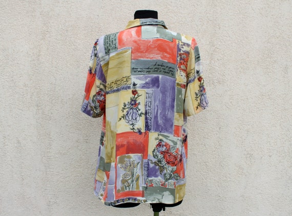 Vintage 90's Blouse women's / Viscose Blouse / Ab… - image 6