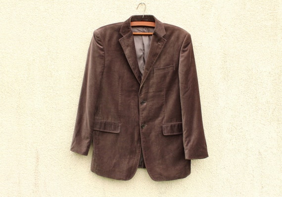 Vintage Brown Lounge Jacket Men's Brown Velvet Bla