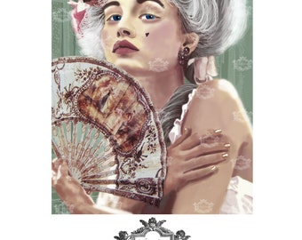 Je Ne Regrette Rien, a Marie Antoinette ,french inspired, Blank, Art Greeting card