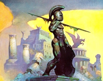 Atlantis Frank Frazetta vintage dark fantasy comic art print art Sci Fi man cave deco American artist