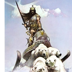 Silver Warrior Frank Frazetta Vintage Fantasy Comic Art Print Art Sci Fi Man Cave Deco American ...
