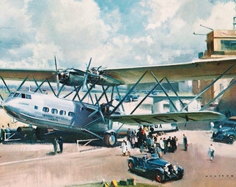 Imperial Airways passenger plane air travel Aviation art Frank Wootton RAF Air Force  vintage print art gift for plane buff geek enthusiast