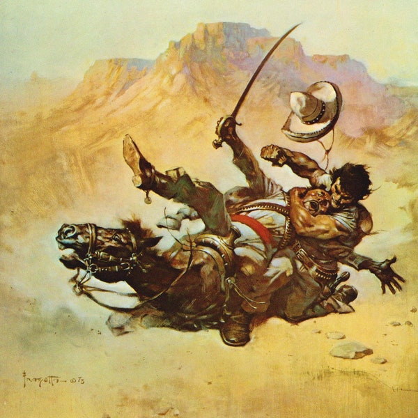 The Return Of The Mucker Frank Frazetta vintage Fantasy art print Sci Fi Dark Fantasy Edgar Rice Burroughs gaming room decor man cave fan