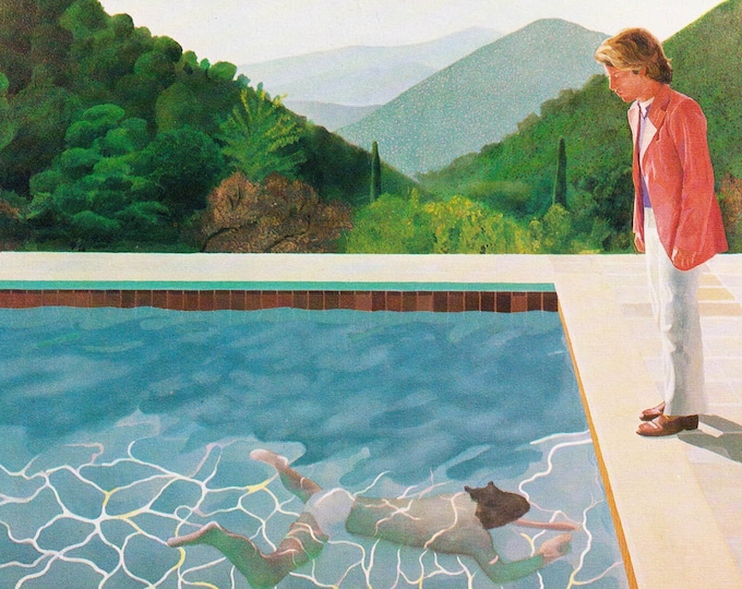 David Hockney Outdoor Swimming Pool Scene Man Watching Swimmer Bathroom david-hockney-outdoor-swimming-pool-scene-man-watching-swimmer-bathroom
