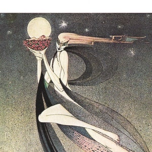 Kay Nielsen Norwegian good Fairy baby cradle of roses folk tale vintage art nouveau print illustration decor Felicia or the Pot of Pinks