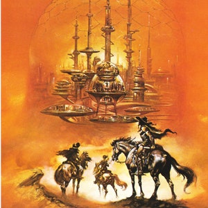 Een gijzelaar voor het achterland Boris Vallejo vintage fantasy art futuristische stad Arsen Darnay cover print Sci Fi man cave deco cadeau fantasie fan