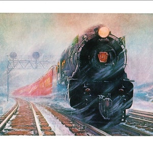 Golden Arrow steam locomotive Pennsylvania Railroad Railway vintage print USA Grif Teller art gift for train buff geek railway enthusiast