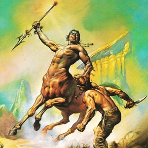 A Private Cosmos Boris Vallejo mythological centaur warrior vintage fantasy art comic cover print Sci Fi man cave decor Jose Philip Farmer