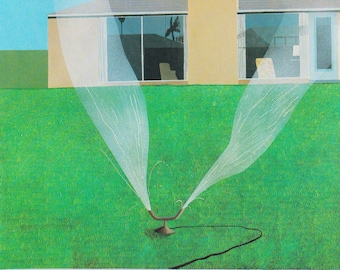 新品 ホックニー ハンカチ A Lawn Sprinkler David Hockney Lawn Sprinkler Villa in California Blue Sky