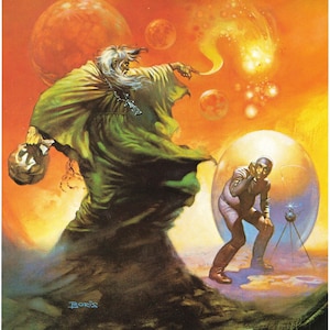 The Flying Sorcerer Boris Vallejo wizard Shoogar vintage fantasy cover art magic magician man cave deco gift fantasy fan D Gerrold L Niven