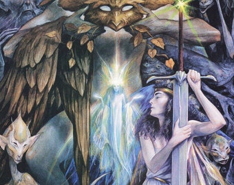 Brian Froud The mask of truth fairies faery of pure joy little girl angel wings sword gnomes mysterious fantasy gift decor ready to frame