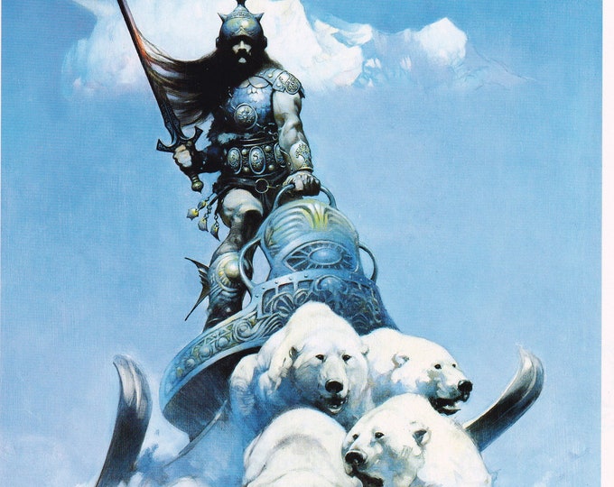 Silver Warrior Frank Frazetta Vintage Fantasy Comic Art Print Art Sci Fi Man Cave Deco American ...