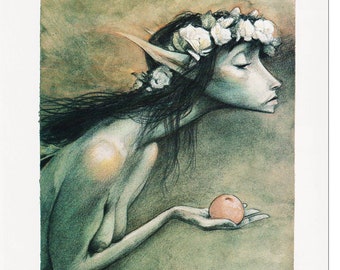 Brian Froud Queine of Pharie autumn fruit apple gift of knowledge fairies faery realm winged creature mysterious fantasy lover gift decor