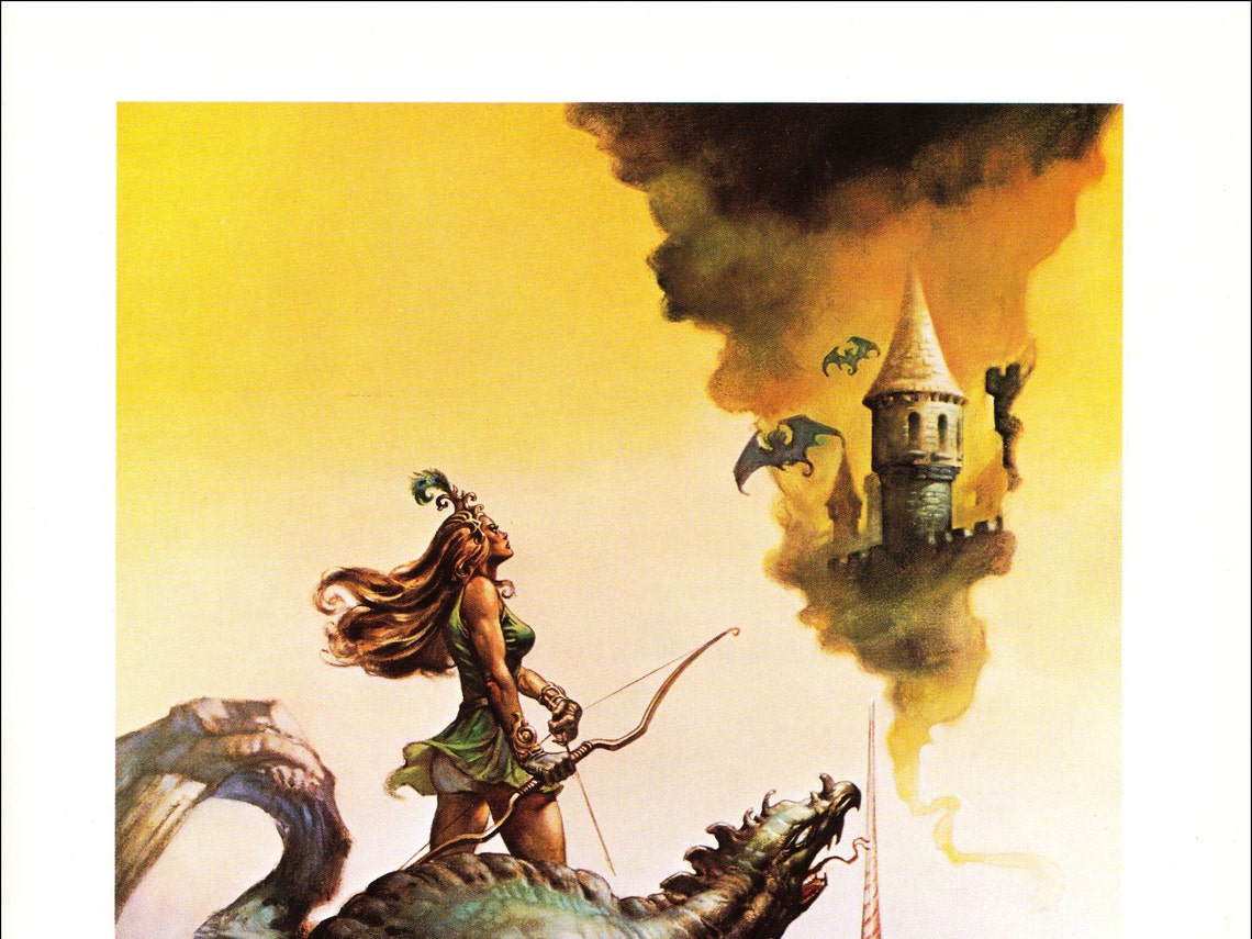 The Dragon and the George Boris Vallejo Vintage Fantasy Art Girl Power