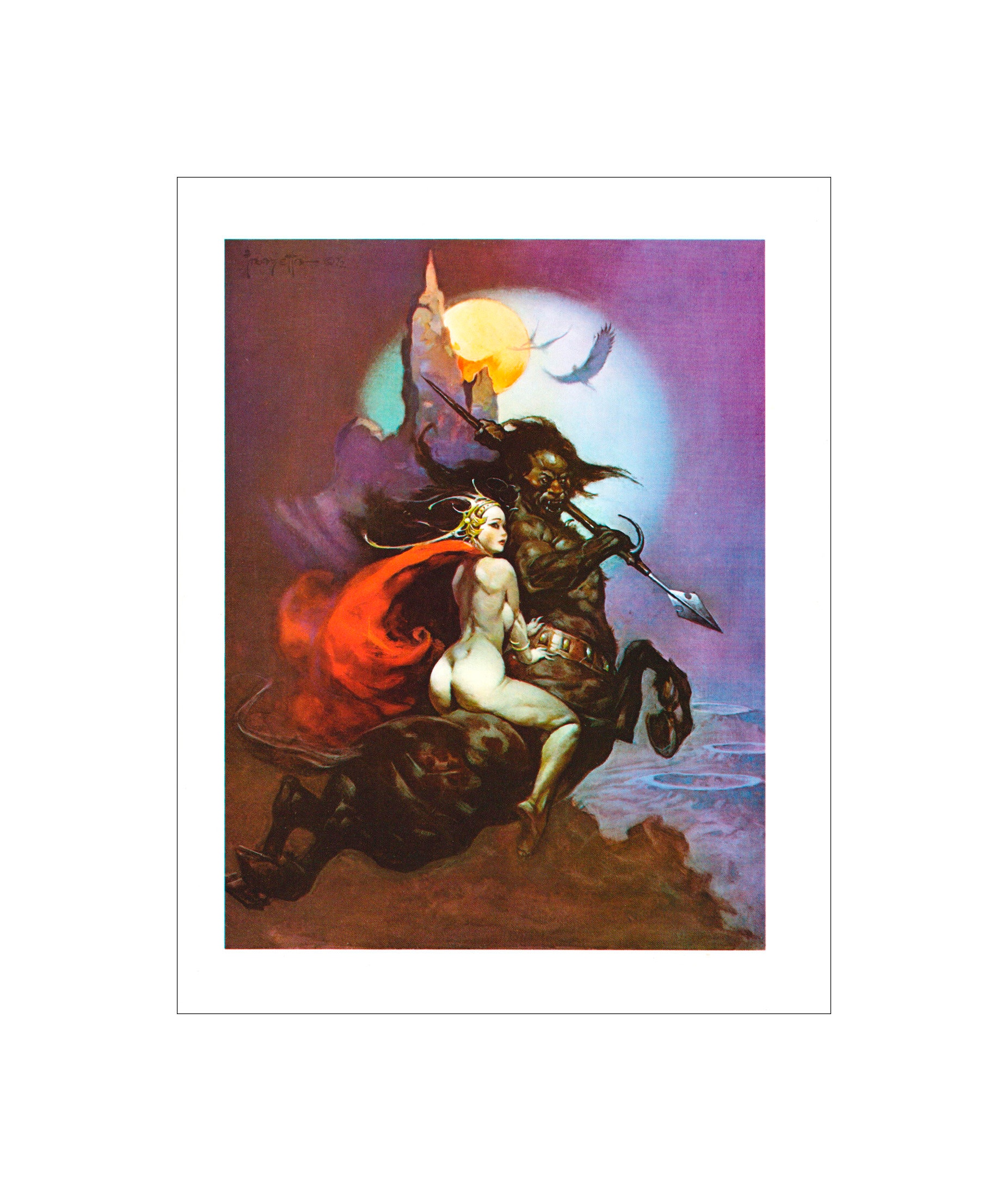 Moon Maid Frank Frazetta Vintage Art Print Sci Fi Dark Fantasy Man