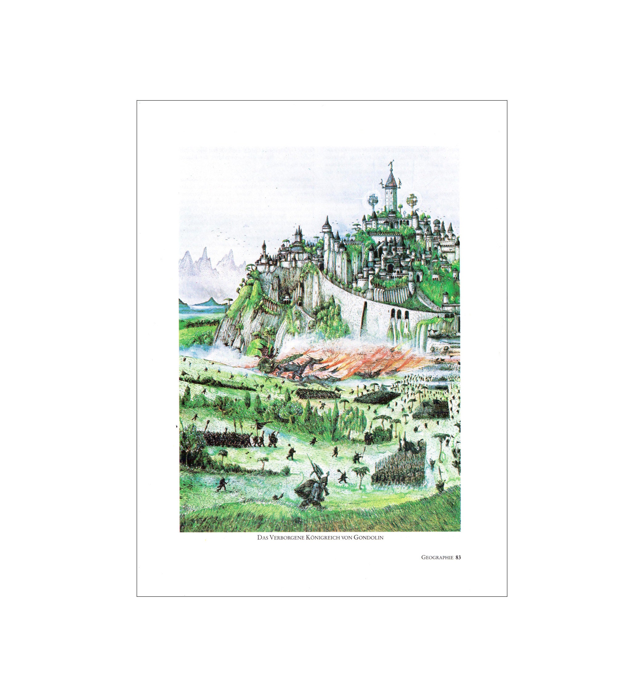 Tolkien Druck Hidden Kingdom of Gondolin Elfen Stadt Vintage Fantasy ...