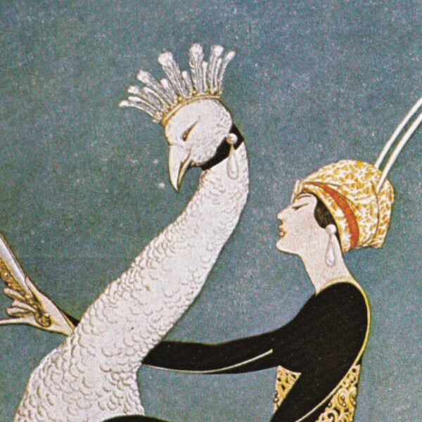 Vogue Magazine Cover woman riding peacock 1918 art deco art nouveau home decor print fine art fashion vintage from 1981