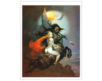 Moon Maid Frank Frazetta Vintage Art Print Sci Fi Dark Fantasy Man