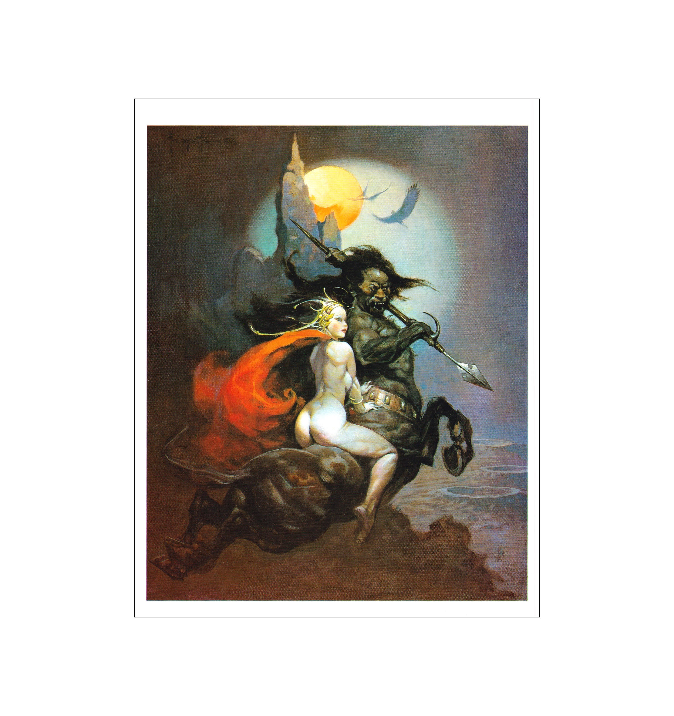 REELART STUDIOS フラゼッタFRAZETTAs MooN Maid Moon Maid Frank Frazetta Vintage Art Print Sci Fi Dark Fantasy Man