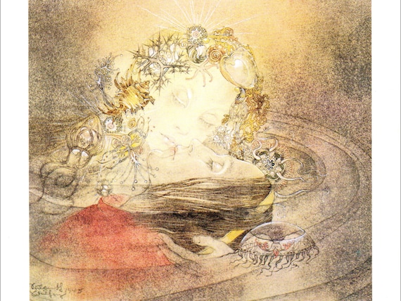 Mermaid Sulamith Wulfing Print Rescuing Drowning Woman Saving Sea